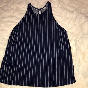 Blue and white pin stripe tank